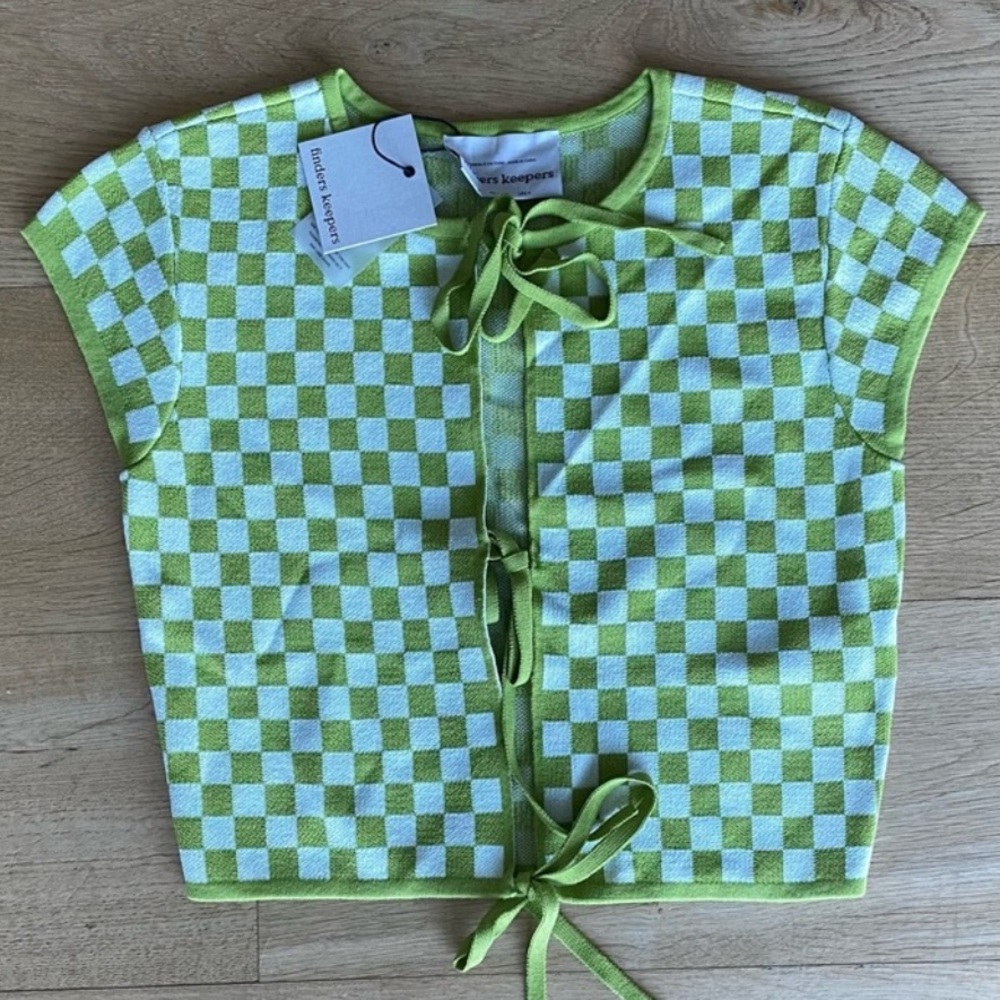 Finders Keepers The Label Checker Knit in Olive Green